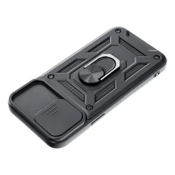 Telefontok Samsung Galaxy S20 FE - Camshield - fekete szilikon tok, kitámasztó ujjgyűrűvel, csúsztatható kameravédővel-2