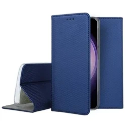 Telefontok Samsung Galaxy S24 - kék mágneses szilikon keretes könyvtok-3