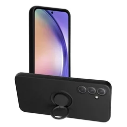 Samsung Galaxy A25 5G Telefontok - Grip fekete szilikon tok, kitámasztó ujjgyűrűvel-2