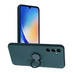 Samsung Galaxy A25 5G Telefontok - Grip zöld szilikon tok, kitámasztó ujjgyűrűvel-1