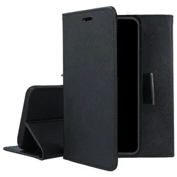 Telefontok Huawei P20 Pro - FANCY fekete szilikon keretes könyvtok-1