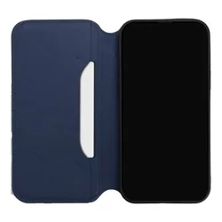 Samsung Galaxy A15 4G / 5G Telefontok - Dual Pocket - kék mágneses átlátszó szilikon keretes könyvtok-1