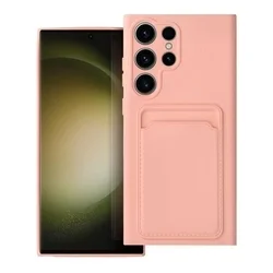 Telefontok Samsung Galaxy S24 Ultra - Forcell Card - pink kártyatartós szilikon hátlap tok-2