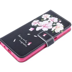 Telefontok Samsung Galaxy A7 2018 - fekete virágos könyvtok-3