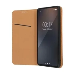 Xiaomi Redmi Note 13 5G Telefontok - Eredeti bőr Smart barna mágneses szilikon keretes könyvtok-2
