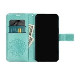 Telefontok Xiaomi Redmi Note 13 Pro 5G - MEZZO mandala mintás zöld mágneses szilikon keretes könyvtok-4