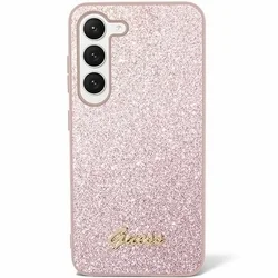 Telefontok Samsung Galaxy S24 - Guess Glitter Script Hátlaptok - Pink-1