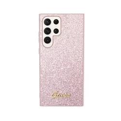 Telefontok Samsung Galaxy S24 Ultra - Guess Glitter Script Hátlaptok - Pink-2