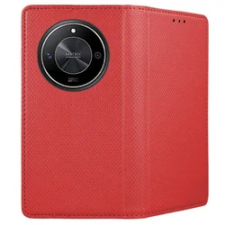 Telefontok Honor Magic6 Lite - piros mágneses szilikon keretes könyvtok-2