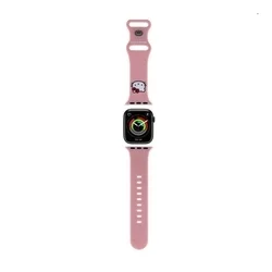 Apple Watch Series 1/2/3 (38-40-41mm) okosóra szíj - Hello Kitty - pink szilikon szíj-1