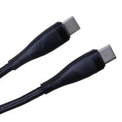 Kábel: Maxlife MXUC-08 - Type-C (USB-C) / Type-C (USB-C) fekete szövet kábel 1m, 100W-1