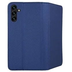 Telefontok Samsung Galaxy A35 5G - kék mágneses szilikon keretes könyvtok-2