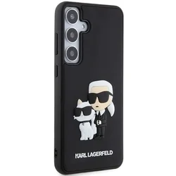 Telefontok Samsung Galaxy S24 - Karl Lagerfeld Saffiano Karl and Choupette - fekete műanyag hátlap tok-1