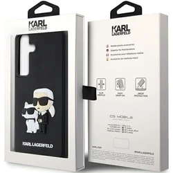 Telefontok Samsung Galaxy S24+ (S24 Plus) - Karl Lagerfeld Saffiano Karl and Choupette - fekete műanyag hátlap tok-2