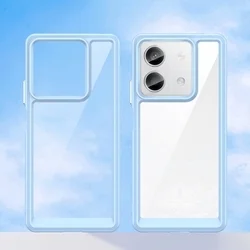 Telefontok Xiaomi Redmi Note 13 Pro 5G - átlátszó hátlap tok, kék szilikon kerettel-4
