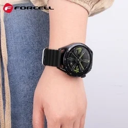 Samsung Galaxy Watch 3 (45 mm) okosóra szíj - F- Design FS01 - fekete szilikon szíj (szíj szélesség: 22 mm)-1