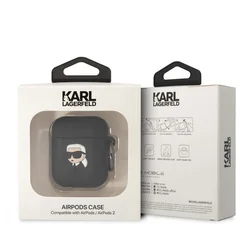 Airpods 1/2 tartó: Karl Lagerfeld Karl Head - fekete szilikon tok-2