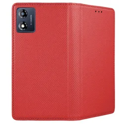 Telefontok Motorola Moto G04 - piros mágneses szilikon keretes könyvtok-1