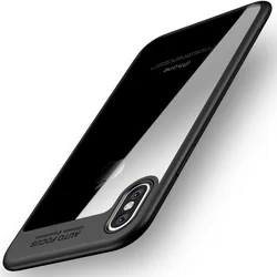 Telefontok iPhone XS / X - iPaky Frame plexi hátlap, szilikon keret  -fekete-1