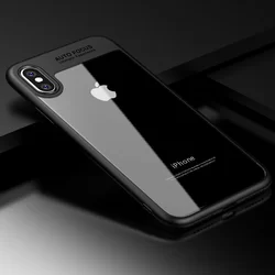 Telefontok iPhone XS / X - iPaky Frame plexi hátlap, szilikon keret  -fekete-2