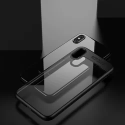 Telefontok iPhone XS / X - iPaky Frame plexi hátlap, szilikon keret  -fekete-4