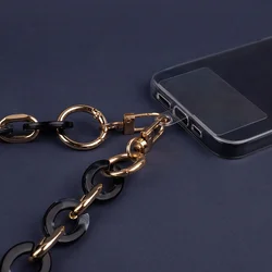 Telefontok: Univerzális - tokba helyezhető telefon lánc - fekete/arany-9