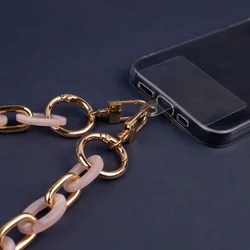 Telefontok: Univerzális - tokba helyezhető telefon lánc - pink/arany-11