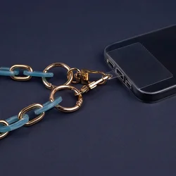 Telefontok: Univerzális - tokba helyezhető telefon lánc - kék/arany-11