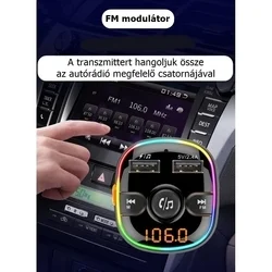 Transzmitter: BC52L - autós FM/Bluetooth transzmitter + 2XUSB autós töltő, fekete-3