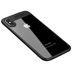 Telefontok iPhone XS / X - iPaky Frame plexi hátlap, szilikon keret  -fekete-10