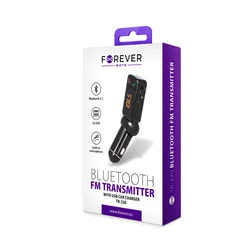 Transzmitter: Forever TR-320 - autós FM/Bluetooth transzmitter + 2XUSB autós töltő, fekete, 2,1A-3
