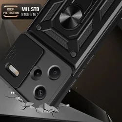 Xiaomi Redmi Note 13 Pro+ 5G Telefontok - Camshield - fekete szilikon tok, kitámasztó ujjgyűrűvel, csúsztatható kameravédővel-1