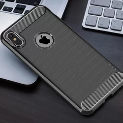 Telefontok iPhone XS Max - iPaky Slim Carbon Rugalmas szilikon tok -fekete-9