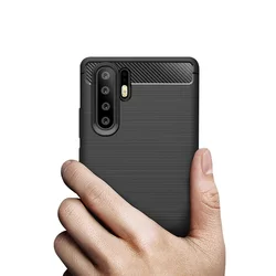 Telefontok Huawei P30 Pro - Forcell Carbon Fiber fekete szilikon tok-2