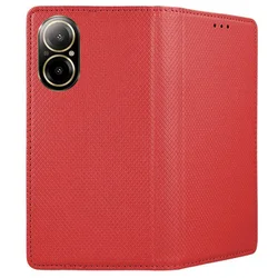 Telefontok Realme C67 - piros mágneses szilikon keretes könyvtok-1