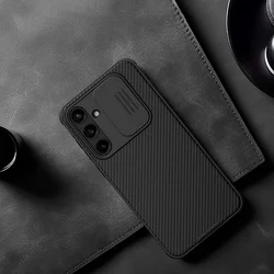 Telefontok Xiaomi Poco X6 Pro 5G - Nillkin csúsztatható kameravédős fekete hátlap tok-1