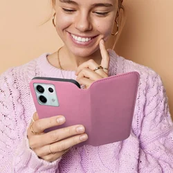 Telefontok Xiaomi Redmi Note 13 Pro 5G - Dual Pocket - pink mágneses átlátszó szilikon keretes könyvtok-2