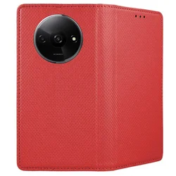 Telefontok Xiaomi Redmi A3 - piros mágneses szilikon keretes könyvtok-2