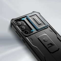 Telefontok Samsung Galaxy A55 5G - Tech- Protect Kevlar Pro- átlátszó előlap + plexi fekete hátlapi 360°-os tok , kitámasztható-1