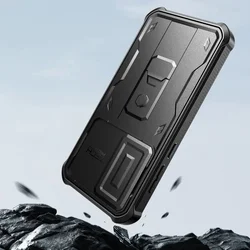 Telefontok Samsung Galaxy A55 5G - Tech- Protect Kevlar Pro- átlátszó előlap + plexi fekete hátlapi 360°-os tok , kitámasztható-3