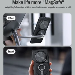 Telefontok Honor Magic 6 Pro - Nillkin kameravédős fekete kitámasztós hátlap tok, beépített mágnessel-2