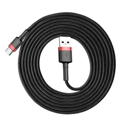 BASEUS Cafule - USB / Type-C (USB-C) fekete szövet kábel 2A, 3m -1