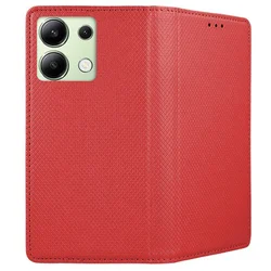 Telefontok Xiaomi Redmi Note 13 4G / LTE - piros mágneses szilikon keretes könyvtok-1