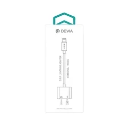 Adapter: Devia EH018 - 2in1 Audio + töltő (Lightning) adapter iPhone készülékekhez, fehér-2