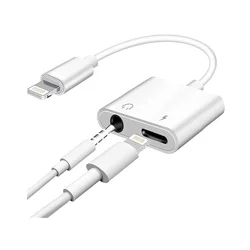 Adapter: Devia EH018 - 2in1 Audio + töltő (Lightning) adapter iPhone készülékekhez, fehér-1