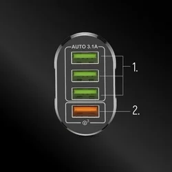 Hálózati töltő: Wozinsky WCUAB - 4 USB porttal, hálózati gyors töltő, fekete, 48W-2