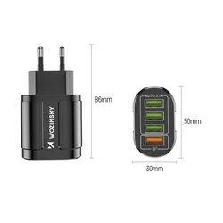 Hálózati töltő: Wozinsky WCUAB - 4 USB porttal, hálózati gyors töltő, fekete, 48W-1