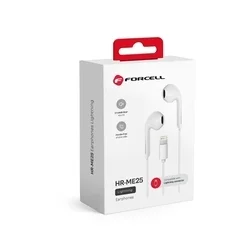 Headset: Forcell HR-ME25 - stereo fehér headset - Lightning-iPhone csatlakozóval-2