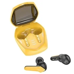 Headset: HOCO TWS EW28 - sárga bluetooth headset, töltő tokkal-1