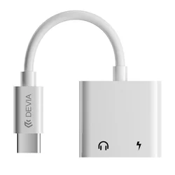 Adapter: Devia - 2in1 Audio + töltő (Type-C) / Type-C adapter, fehér-1